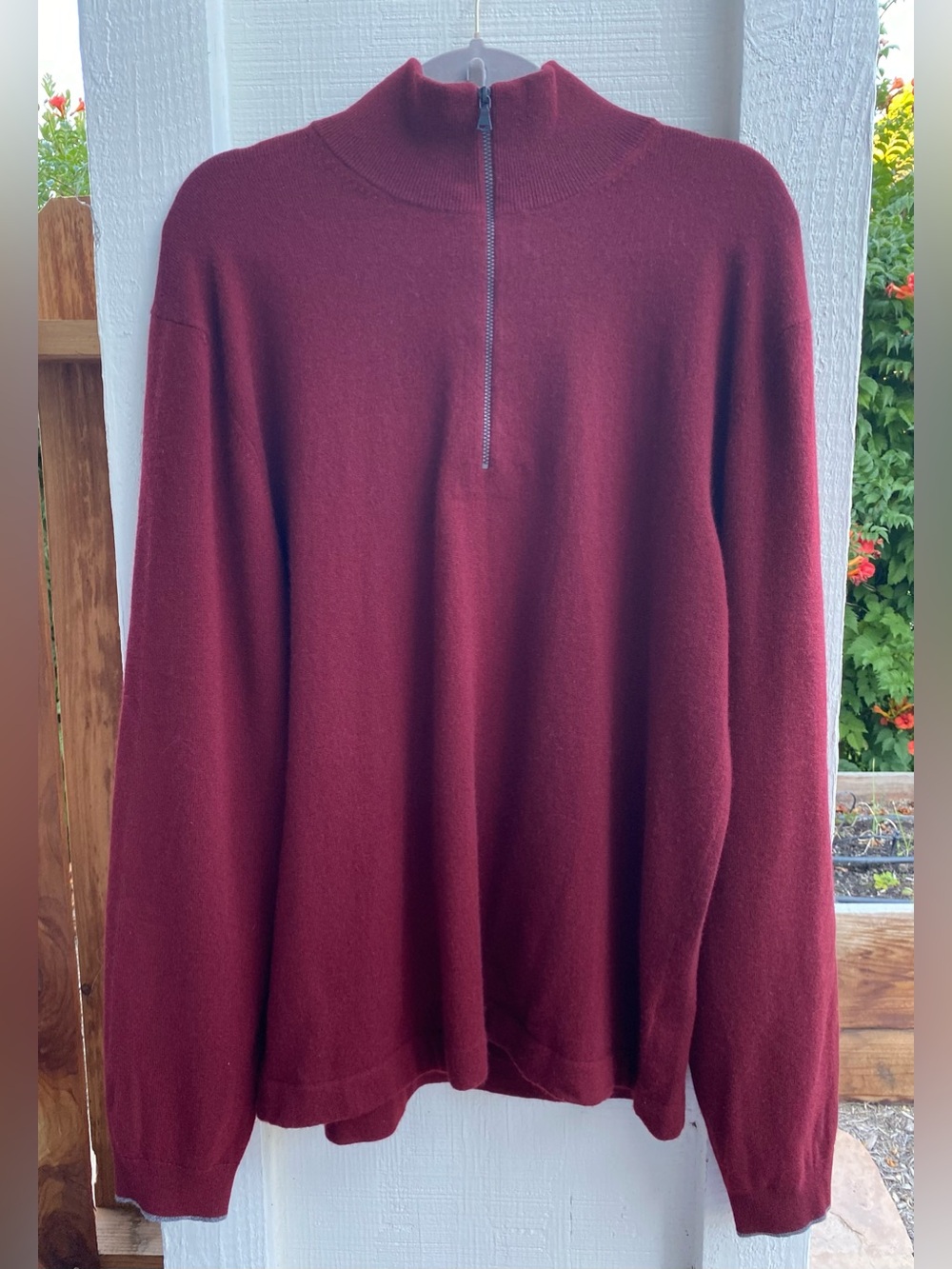 Banana Republic 100% Cashmere Burgundy Quarter-Zip Sweater Classic Luxury - Sz L